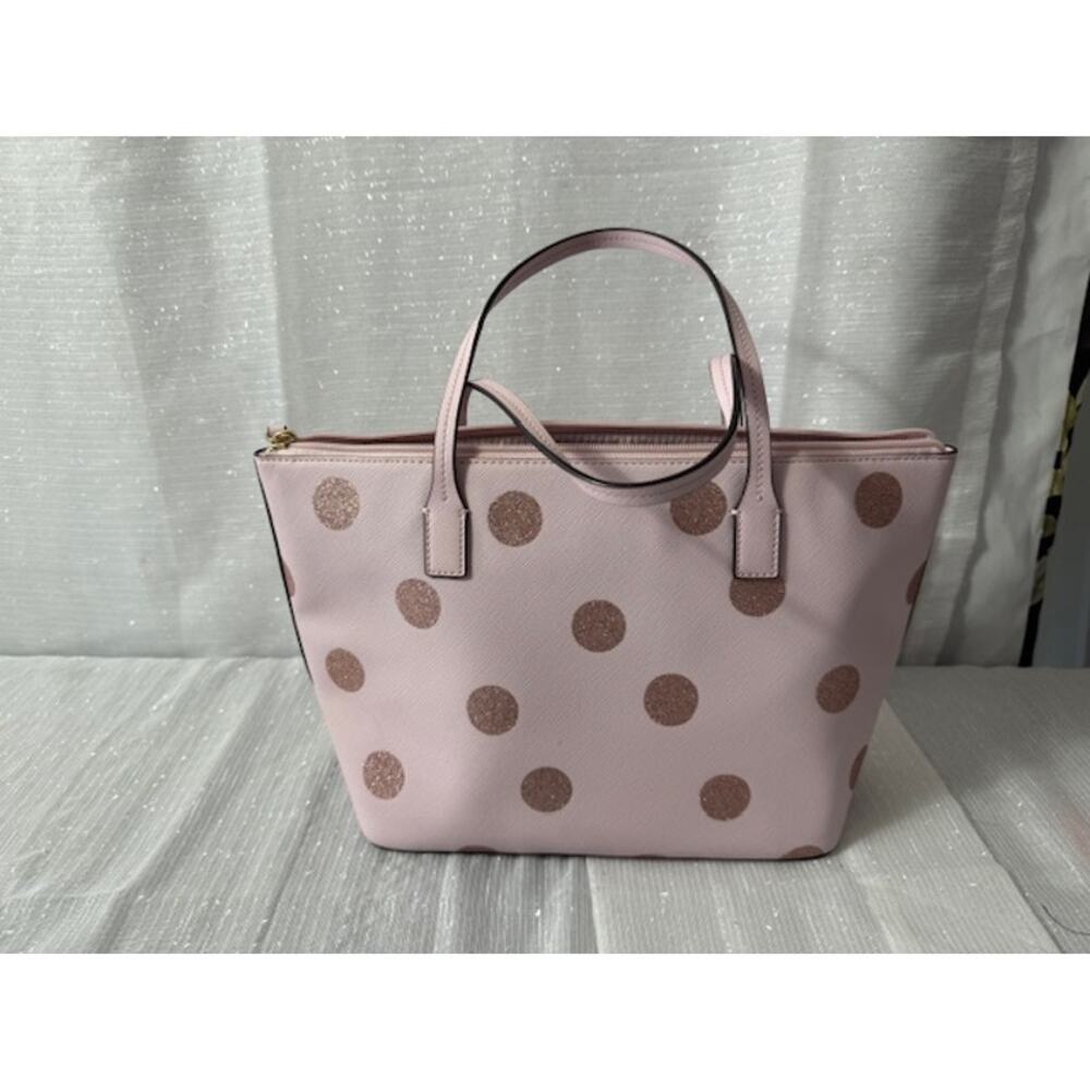 KATE SPADE TOTE LIGHT PINK WITH PINK GLITTER DOTS - Picture 3 of 7